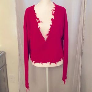 Lovers + Friends distressed crop top sweater